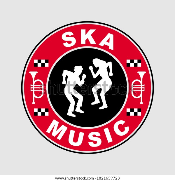 Ska music vector illustration. Ska music\
instruments badge. Ska music\
emblems.