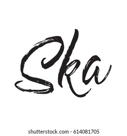 ska, text design. Vector calligraphy. Typography poster. Usable as background.