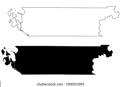 Skagit County, State of Washington (U.S. county, United States of America) map vector illustration