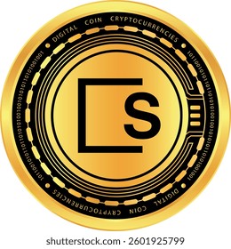 skale-skl cryptocurrency drawings on abstract background. 3d illustrations.