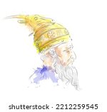 Skanderbeg Albania national heroes watercolor vector