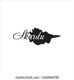 Skardu map and black lettering design on white background