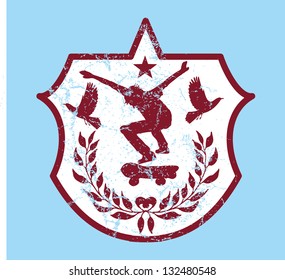 skate birds badge vector art