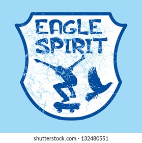 skate birds badge vector art