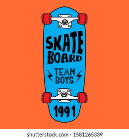 SKATE BOARD 1991, SLOGAN PRINT VECTOR