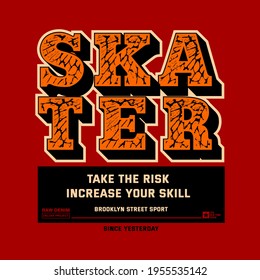 Skate board Brooklyn ,take the risk typography, tee shirt graphics, POSTER,vectors
