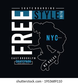 Skateboard Brooklyn Typografie, T-Shirt-Grafik, Vektorgrafiken