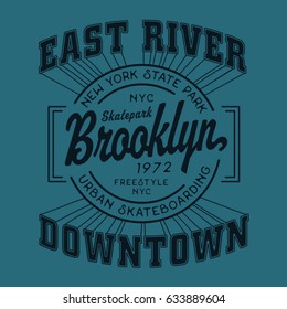 Skate board Brooklyn typography, tee shirt graphics, vectors