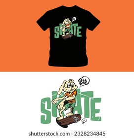 skate board bunny t-shirt design editable template