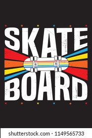 skate board colorful poster graphic shirt kids apparel distressed