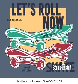 skate board. Cool inscription ads for skate. for sporting events