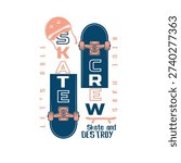 Skate Board crew with slogan vector graphic for t shirt prints and poster