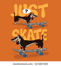 Skate board dogs typography, t-shirt graphics, vectors