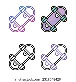 Skate board icon design in four variation color