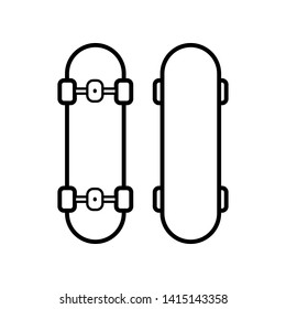 Skate Board Icon. Youngster Fun Game, Urban Adult Favourite Sport  Illustration As A Simple Vector Sign & Trendy Symbol for Design and Websites, Presentation or Mobile Application.