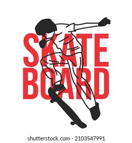 The skate board player in black is jumping and stylish. simple vector. line art. gooding for t-shirts, sticker etc. eps file. 