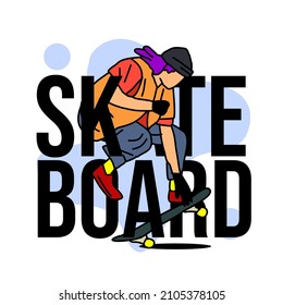 The skate board player in black is jumping and stylish. simple vector. line art. gooding for t-shirts, sticker etc. eps file. 