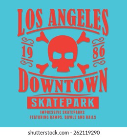 Skate board skull typography, t-shirt graphics, vectors