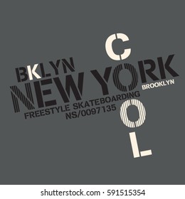 Skate board sport New York typography, tee shirt graphics, vectors, cool
