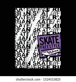 Skate board sport typography, tee shirt graphics, vectors