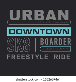 Skate board sport typography, tee shirt graphics, vectors