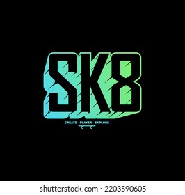 Skate board sport typography, tee shirt graphics, vectors illustration.