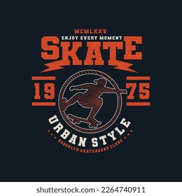 Skate board sport typography, tee shirt graphics, vectors illustration.