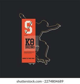 Skate board sport typography, tee shirt graphics, vectors illustration.