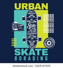 Skate board sport typography, tee shirt graphics, vectors