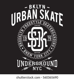 Skate board sport typography, tee shirt, graphics, vectors