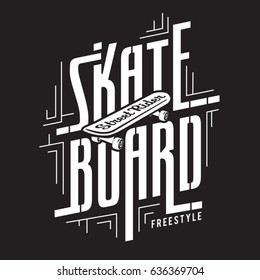 Skate board sport typography, tee shirt graphics, vectors