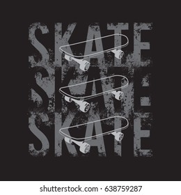 Skate board sport typography, tee shirt graphics, vectors