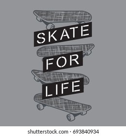 Skate board sport typography, tee shirt graphics, vectors