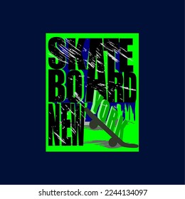 Skate board sport typography, t-shirt graphics, vectors