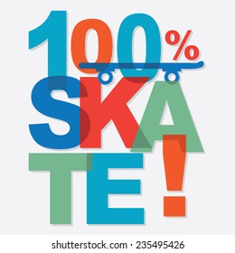 Skate board sport typography, t-shirt graphics, vectors