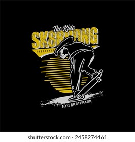 Skate board sport typography, t-shirt graphics, vectors illustration.