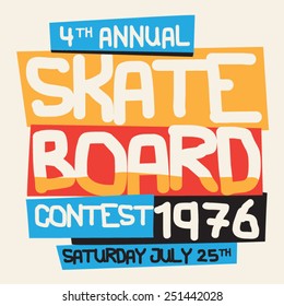 Skate board sport typography, t-shirt graphics, vectors