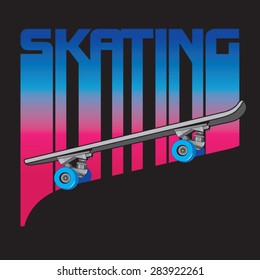 Skate board sport typography, t-shirt graphics, vectors