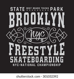 Skate board sport typography, t-shirt graphics, vectors