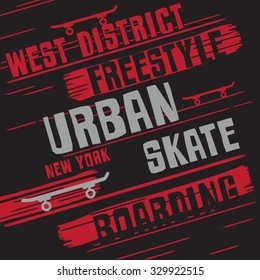 Skate board sport typography, t-shirt graphics, vectors