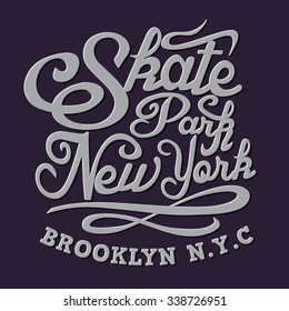 Skate board sport typography, t-shirt graphics, vectors