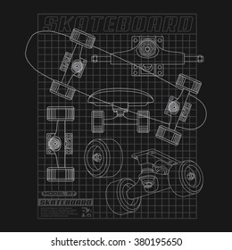 Skate board sport typography, t-shirt graphics, vectors