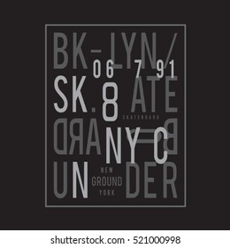 Skate board sport typography, t-shirt graphics, vectors