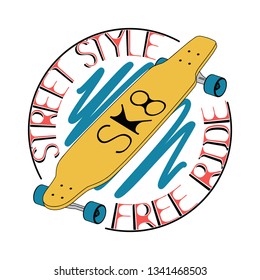 Skate board t shirt design. Extreme sports. Free style. Vector image for t-shirts, typography or other uses.