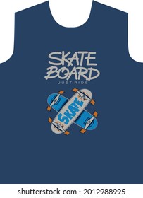 Skate board text with vector illustrations. For t-shirt prints and other uses.