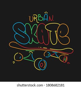 Skate board typography print, t-shirt graphics. vector Urban skateboarding tee.