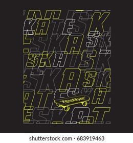 Skate board typography, tee shirt graphics, vectors, sport 