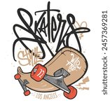 Skate board typography, t-shirt graphics, vectors design.