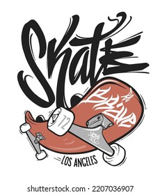 Skate board typography, t-shirt graphics, vectors design