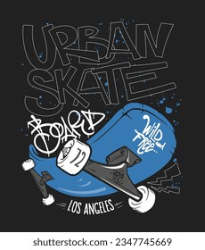 Skate board typography, t-shirt graphics, vectors design